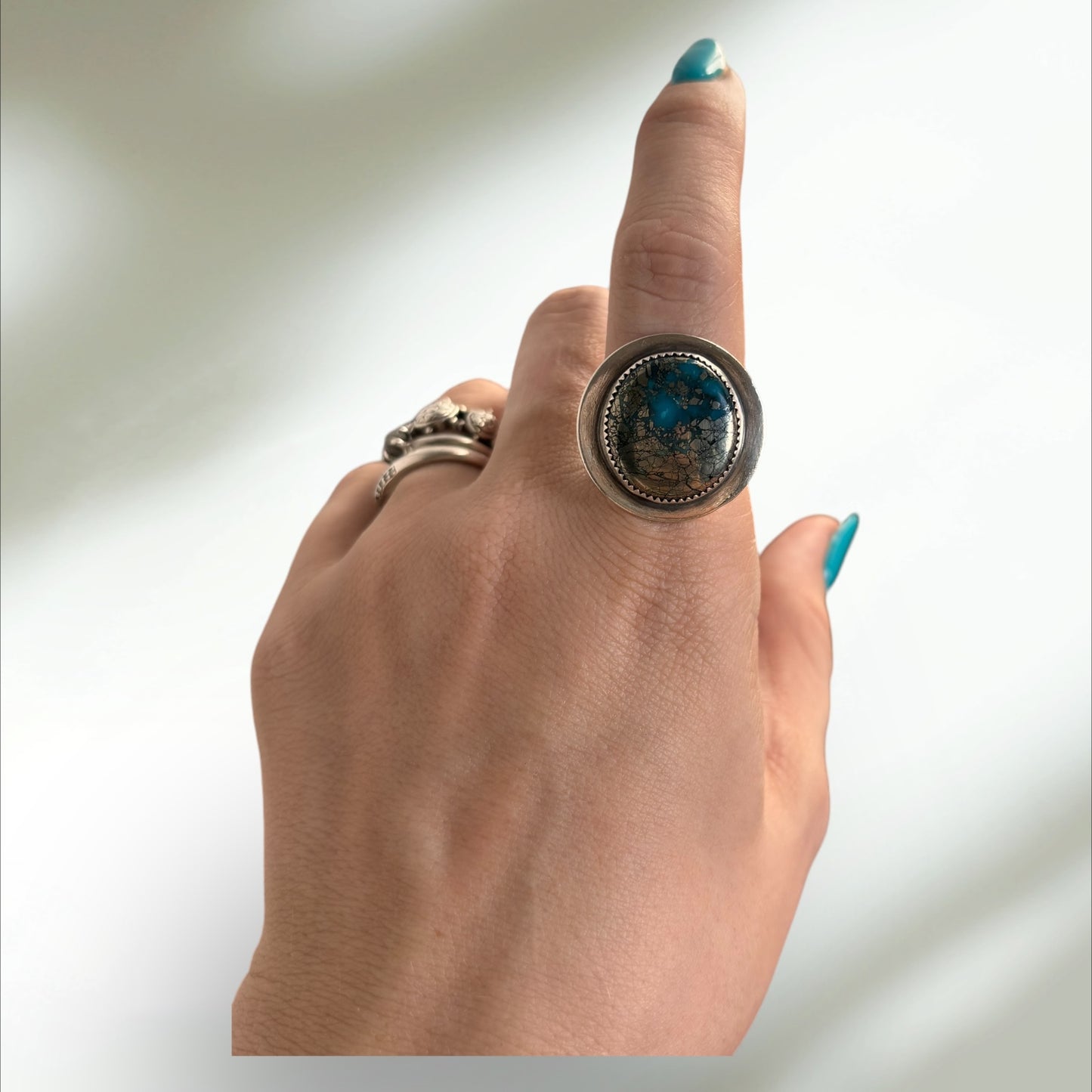 Turquoise w Pyrite Inclusions Ring